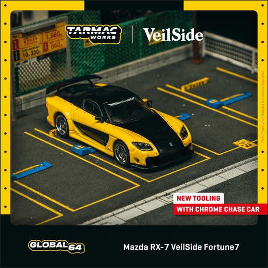 *Pre-Order* Tarmac Works Mazda RX-7 VeilSide Fortune7 - Yellow / Black