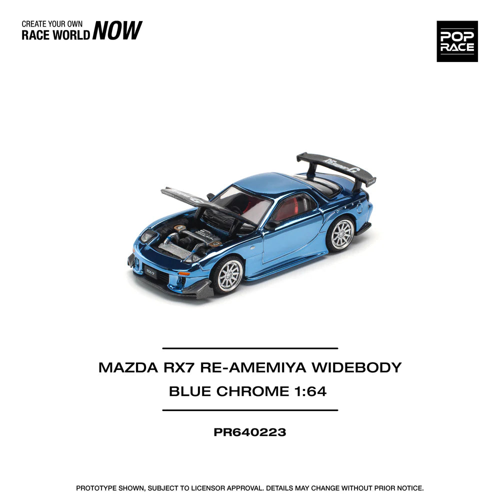 *Pre-Order* Pop Race Mazda RX-7 (FD3S) RE-Amemiya Widebody - Blue Chrome