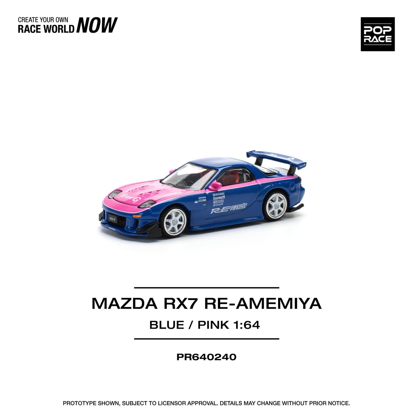 *Pre-Order* Pop Race Mazda RX7 RE-Amemiya - Blue/Pink