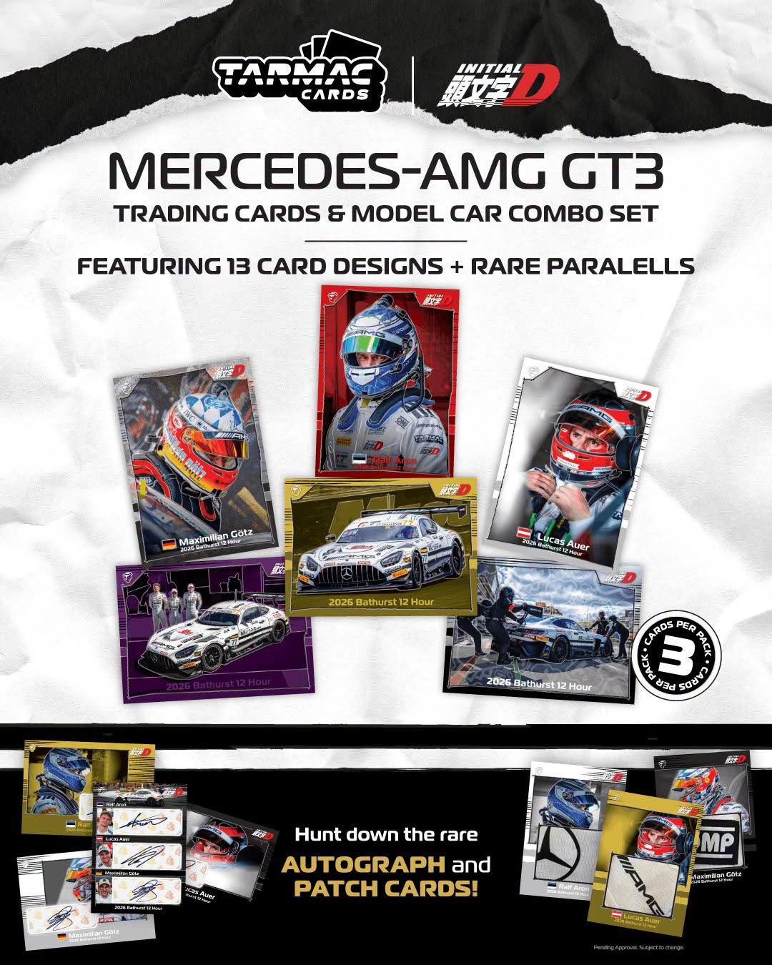 *Pre-Order* Tarmac Works - Mercedes-AMG GT3 Bathurst 12h 2026 Craft-Bamboo Racing Ralf Aron / Lucas Auer / Maximilian Götz (Model Car + Trading Cards Combo Set)