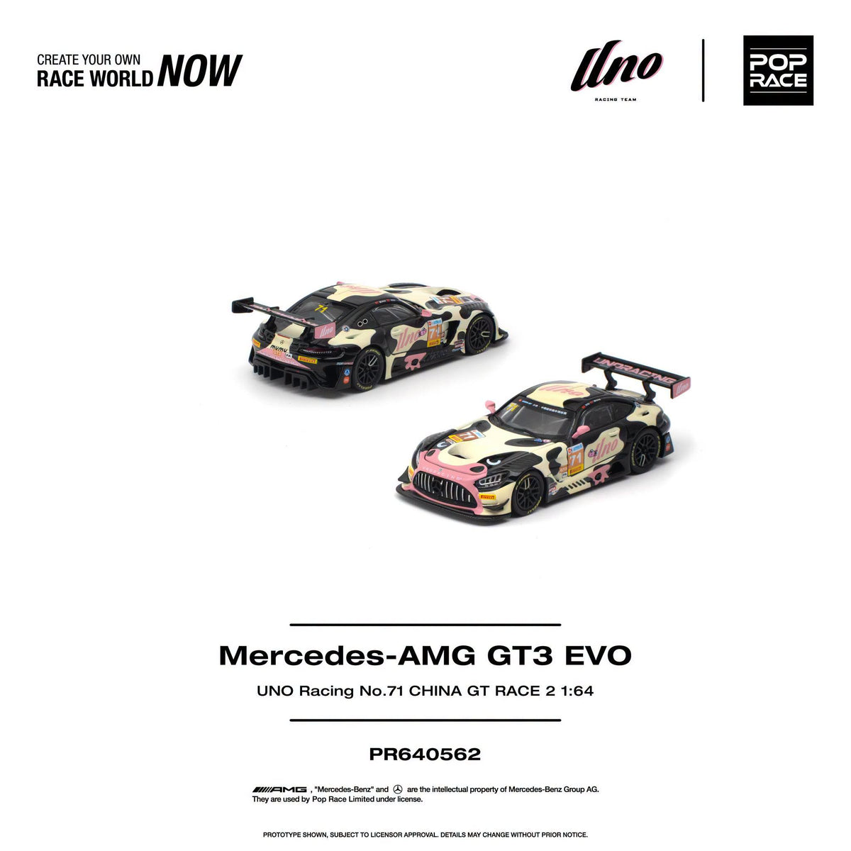 *Pre-Order* Pop Race - PR640562 Mercedes-AMG GT3 EVO UNO RACING NO.71 CHINA GT RACE 2 "Mumu"