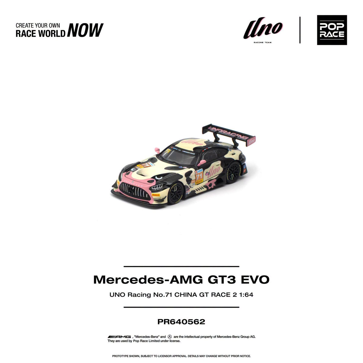 *Pre-Order* Pop Race - PR640562 Mercedes-AMG GT3 EVO UNO RACING NO.71 CHINA GT RACE 2 "Mumu"