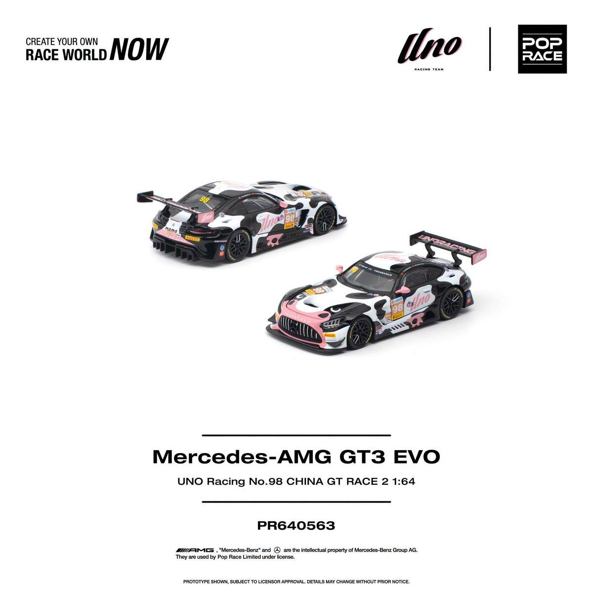 *Pre-Order* Pop Race - PR640563 Mercedes-AMG GT3 EVO UNO RACING NO.98 CHINA GT RACE 2 "Momo"
