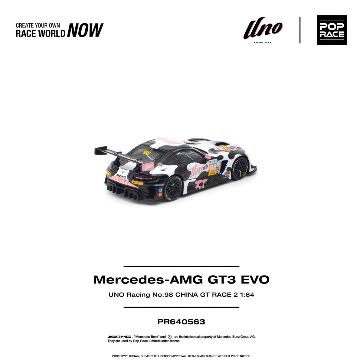 *Pre-Order* Pop Race - PR640563 Mercedes-AMG GT3 EVO UNO RACING NO.98 CHINA GT RACE 2 "Momo"