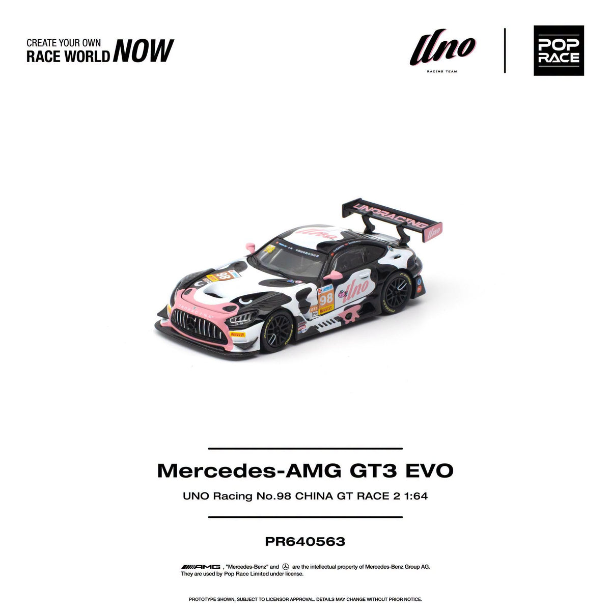 *Pre-Order* Pop Race - PR640563 Mercedes-AMG GT3 EVO UNO RACING NO.98 CHINA GT RACE 2 "Momo"