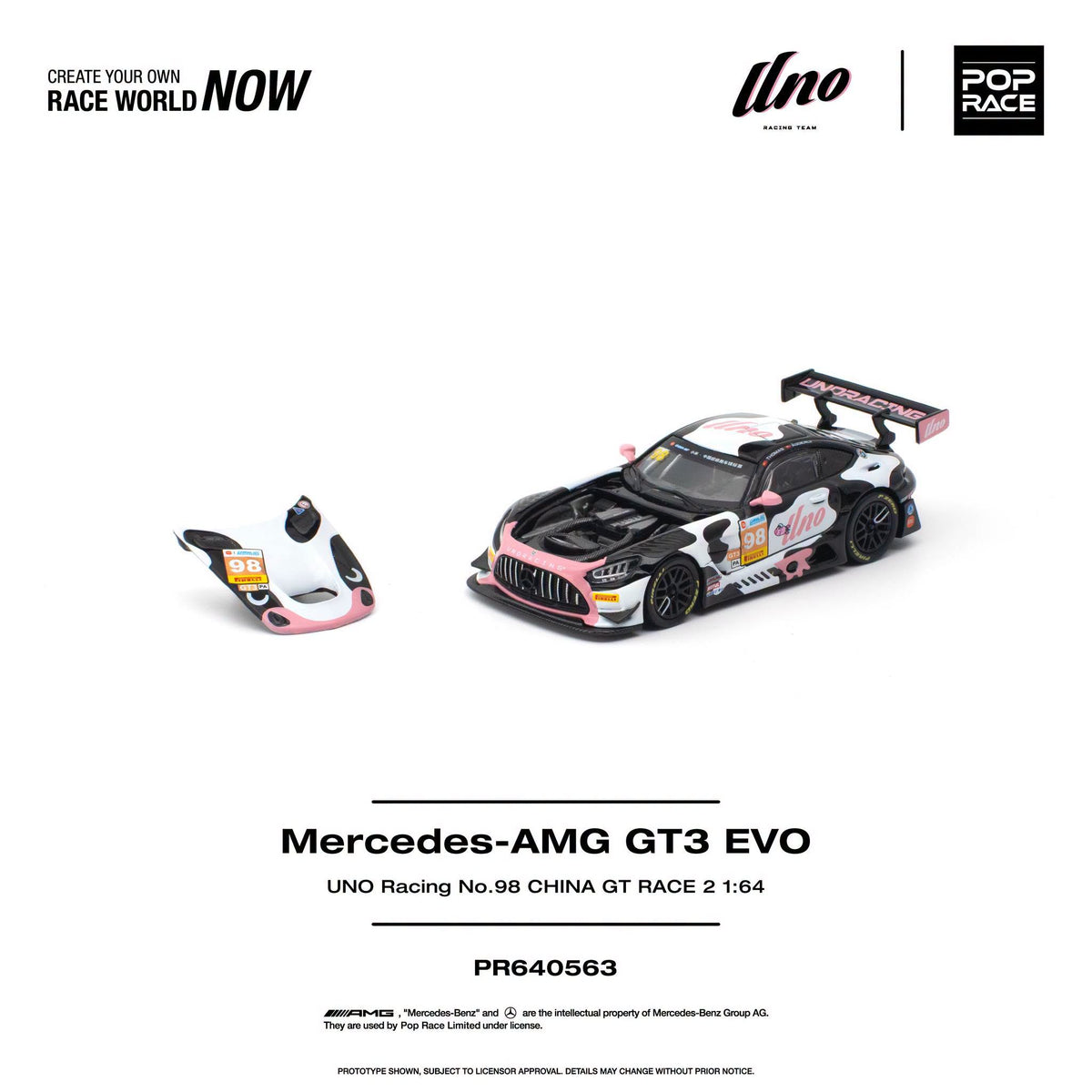 *Pre-Order* Pop Race - PR640563 Mercedes-AMG GT3 EVO UNO RACING NO.98 CHINA GT RACE 2 "Momo"