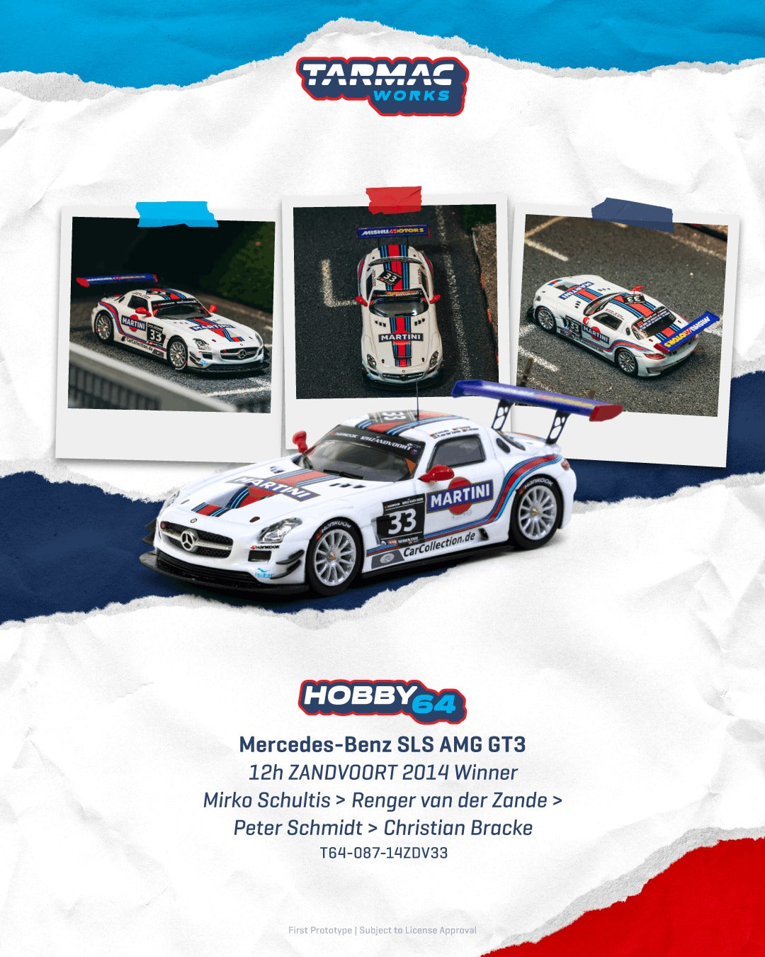 *Pre-Order* Tarmac Works Mercedes-Benz SLS AMG GT3 2h ZANDVOORT 2014 Winner Mirko Schultis / Renger van der Zande / Peter Schmidt / Christian Bracke
