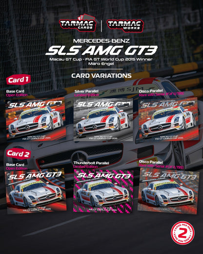 *Pre-Order* Tarmac Works Mercedes-Benz SLS AMG GT3 Macau GT Cup - FIA GT World Cup 2015 Winner Maro Engel - Model Car + Trading Cards Combo Set