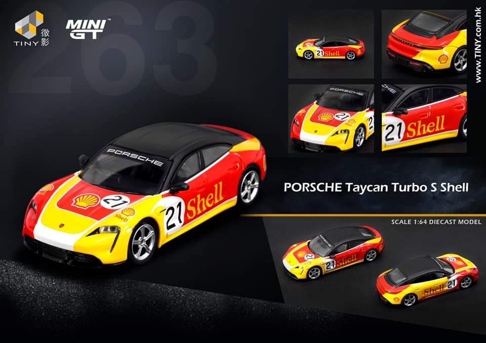 Mini GT No.263 Mini GT x Tiny Porsche Taycan Turbo S Shell Livery (Hong Kong Exclusive Model)