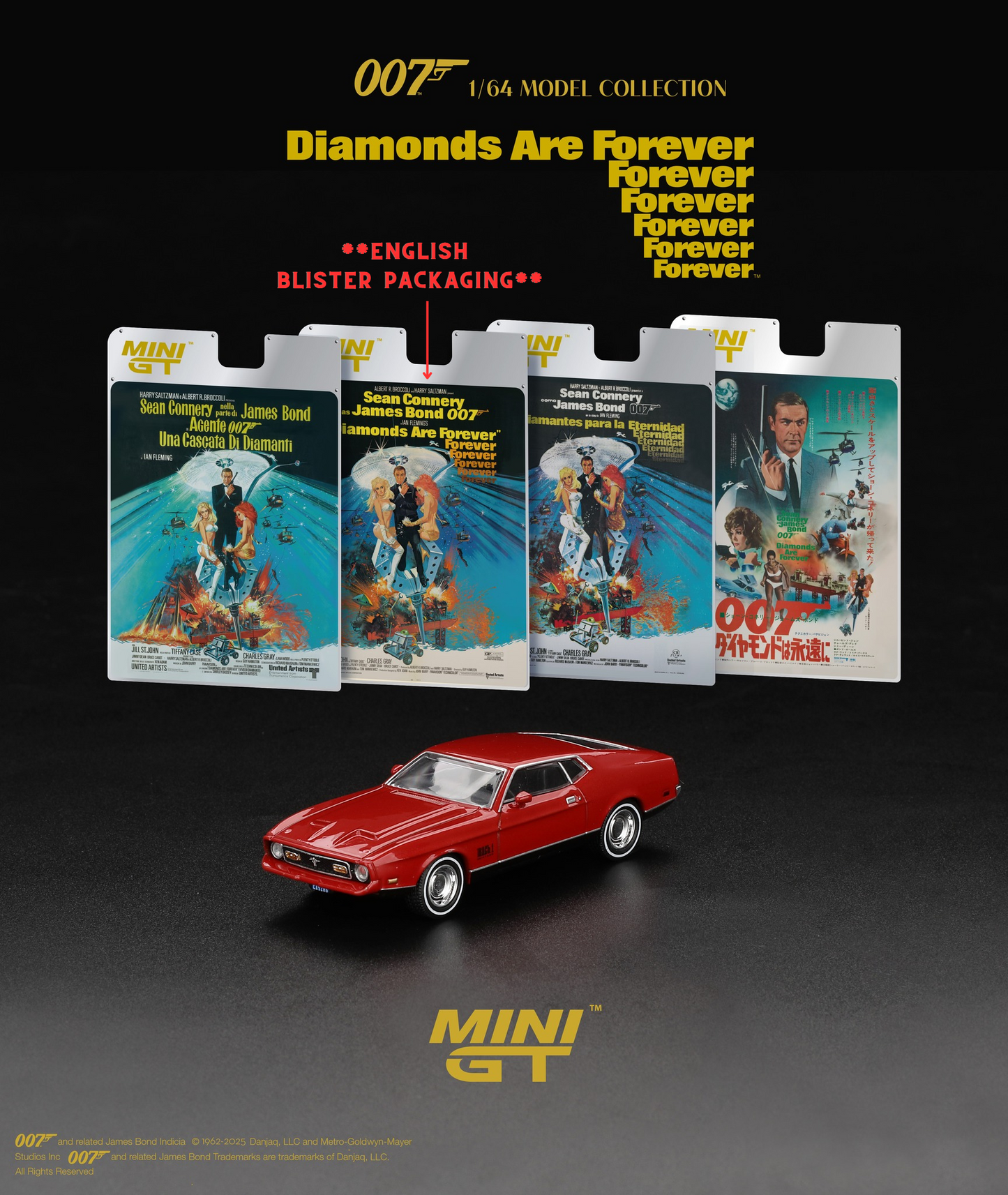 *Pre-Order* Mini GT No.905 Ford Mustang Mach 1 "Diamonds Are Forever" - English Blister Packaging