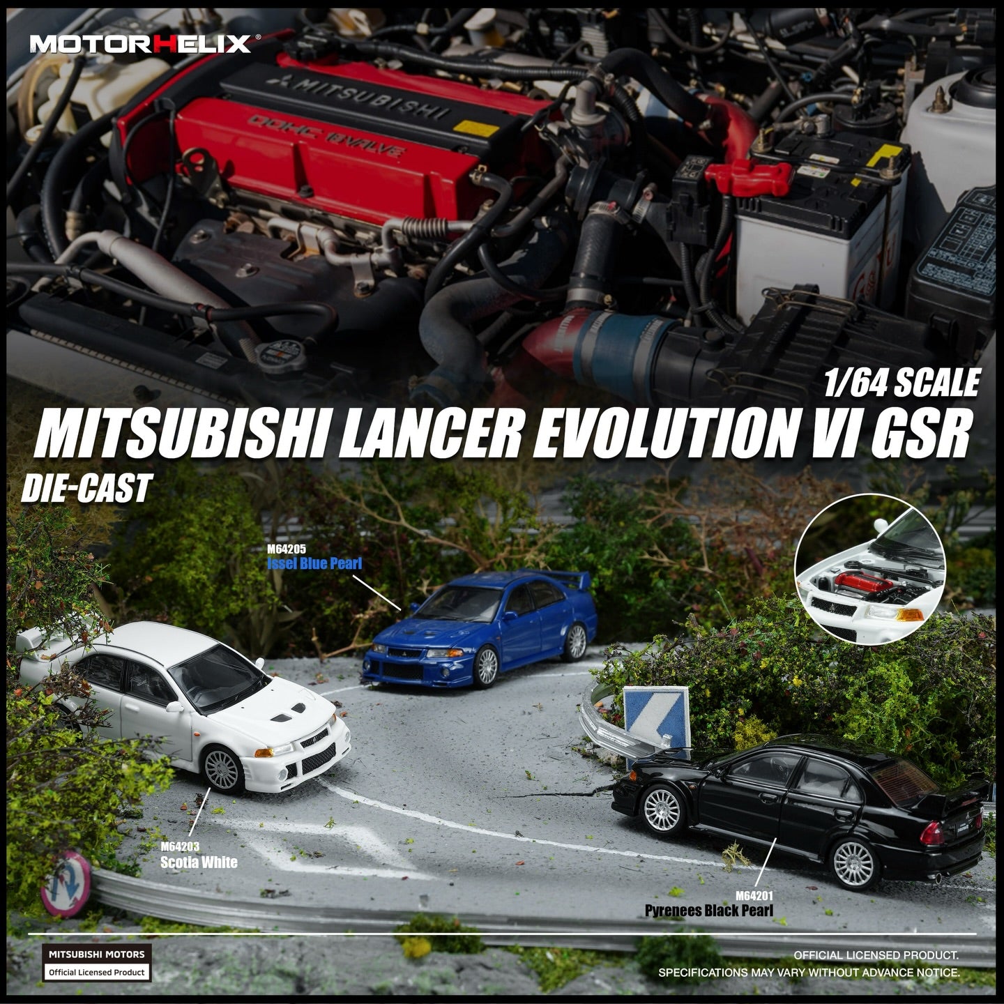 *Pre-Order* MotorHelix M64205 Mitsubishi Lancer Evolution VI GSR - Issel Blue Pearl