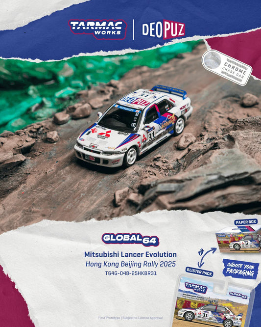 *Pre-Order* Tarmac Works - Mitsubishi Lancer Evolution Hong Kong Beijing Rally 2025 (Paper Box Packaging)