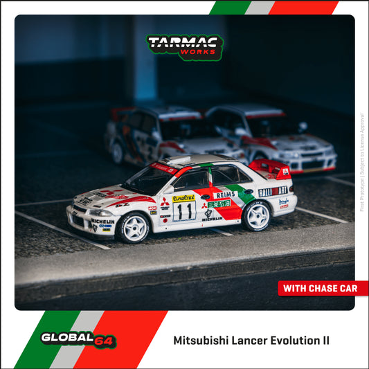 *Pre-Order* Tarmac Works Mitsubishi Lancer Evolution II Rallye Monte-Carlo 1995 T. Mäkinen/S. Harjanne