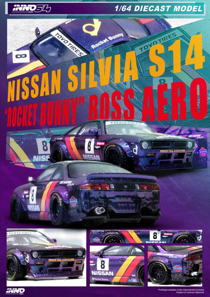 *Pre-Order* Inno Models Inno64 Nissan Silvia (S14) BOSS "ROCKET BUNNY" Purple