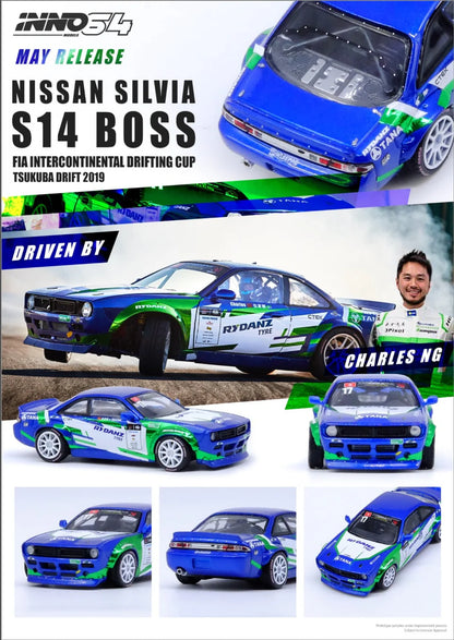 Inno Models Inno64 Nissan Silvia (S14) "Rocket Bunny" Boss Aero FIA Intercontinental Drifting Cup 2019 Charles Ng