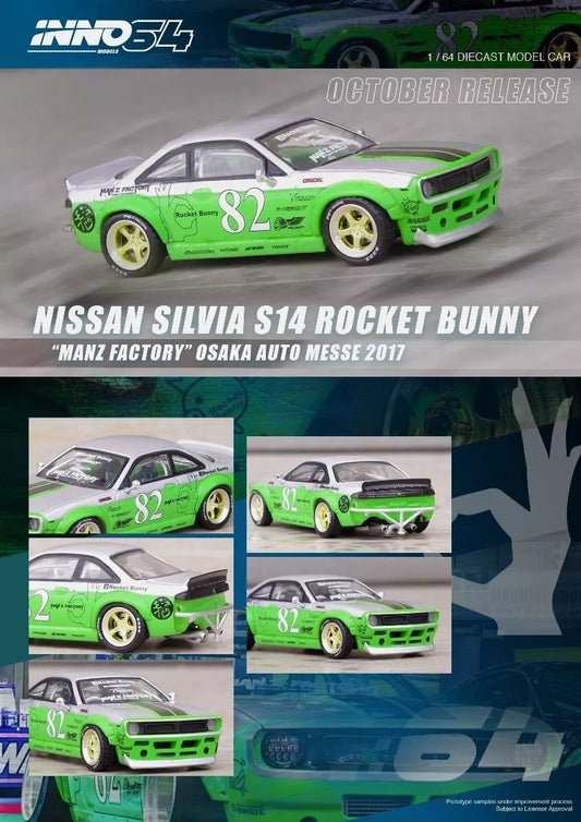 Inno Models Inno64 Nissan Silvia (S14) Rocket Bunny "MANZ FACTORY" Osaka Auto Messe 2017