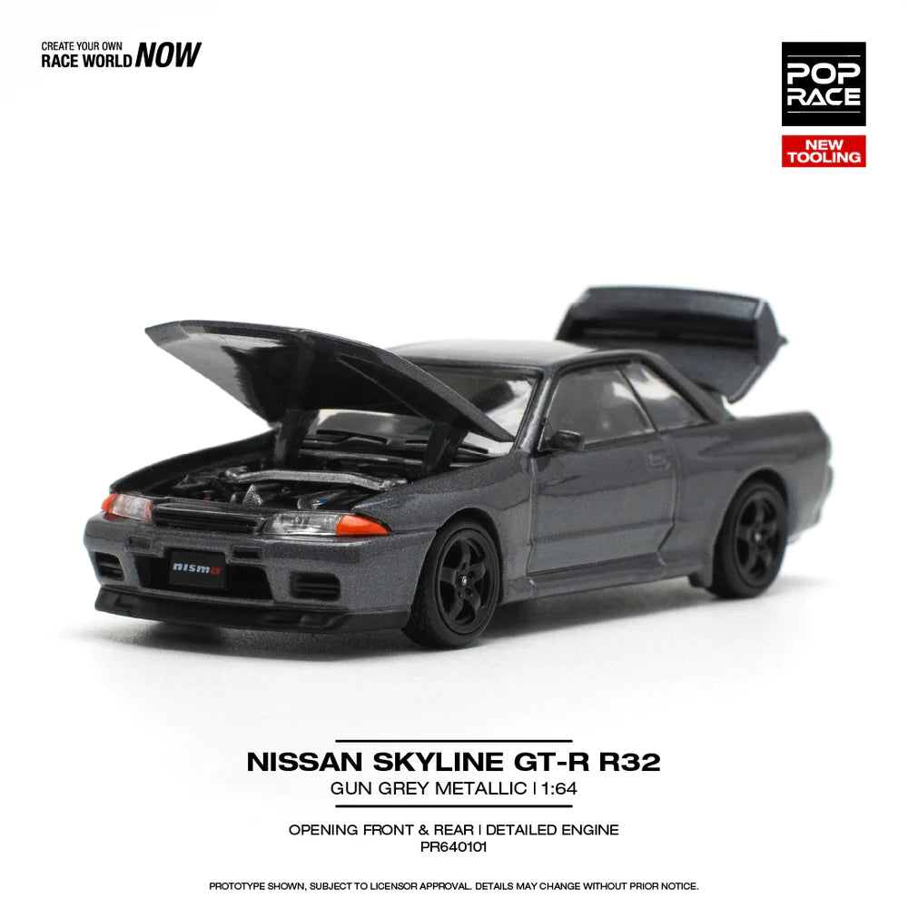 Pop Race Nissan Skyline GT-R R32 - Gun Grey Metallic – Mini Toy Sensei