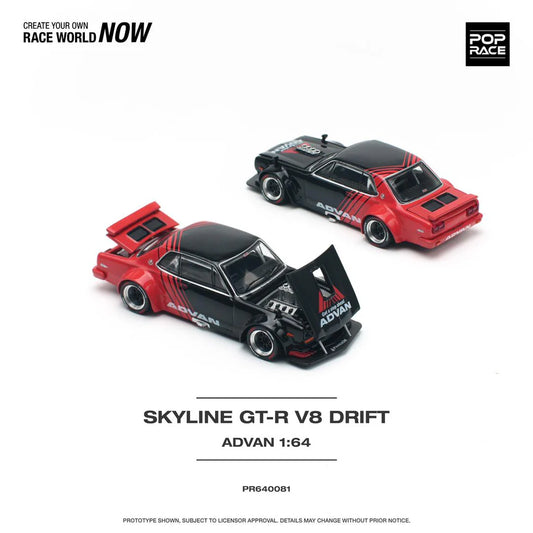 *Pre-Order* Pop Race Nissan Skyline GT-R V8 Drift (Hakosuka) - ADVAN Livery