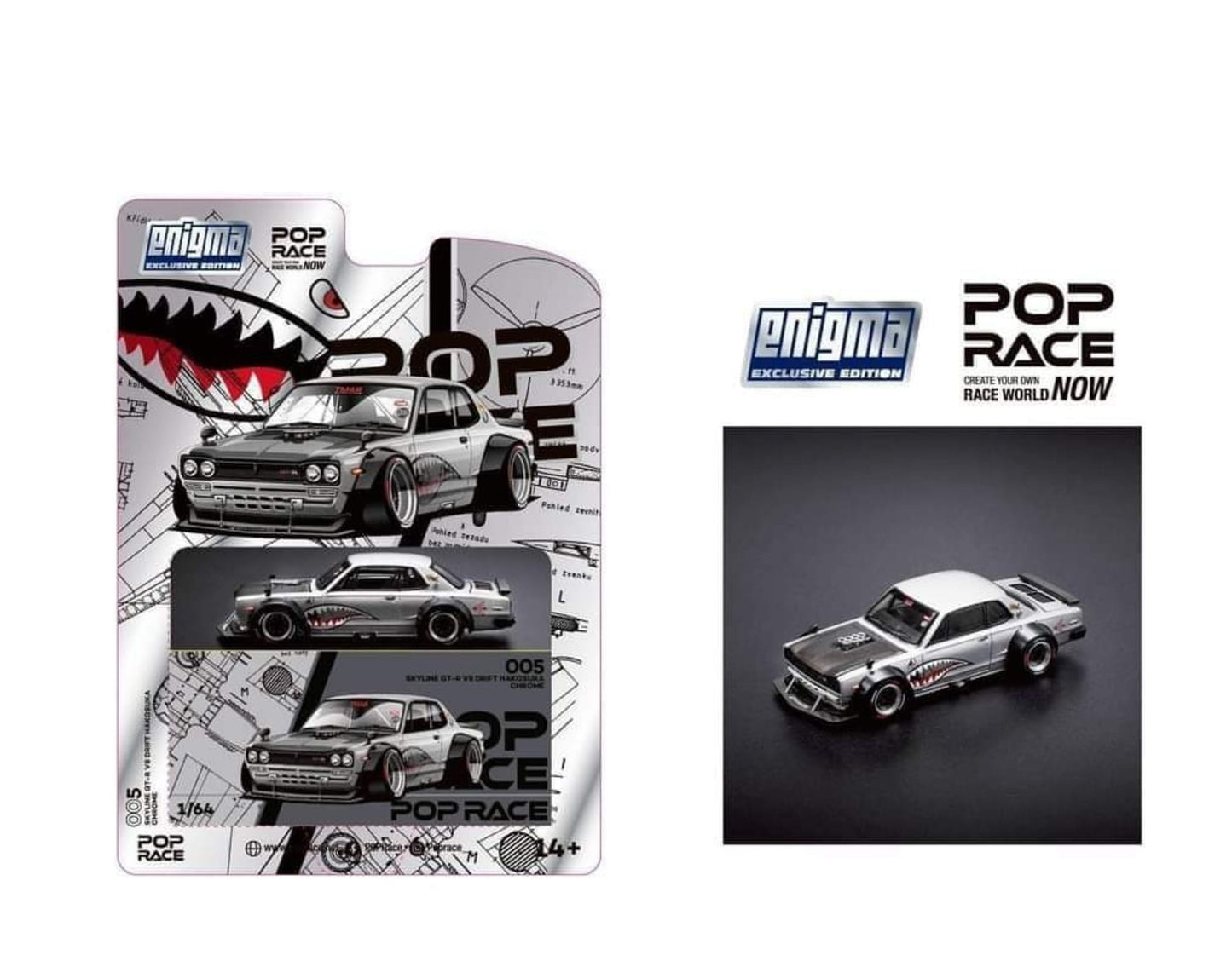 *Pre-Order* Pop Race PRE005 Nissan Skyline GT-R V8 Drift (Hakosuka) - Metallic Silver