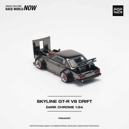 *Pre-Order* Pop Race Nissan Skyline GT-R V8 Drift (Hakosuka) Dark Chrome