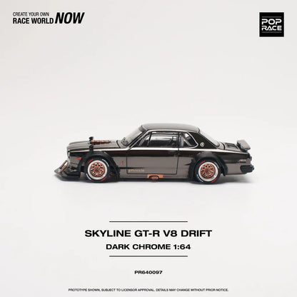 *Pre-Order* Pop Race Nissan Skyline GT-R V8 Drift (Hakosuka) Dark Chrome