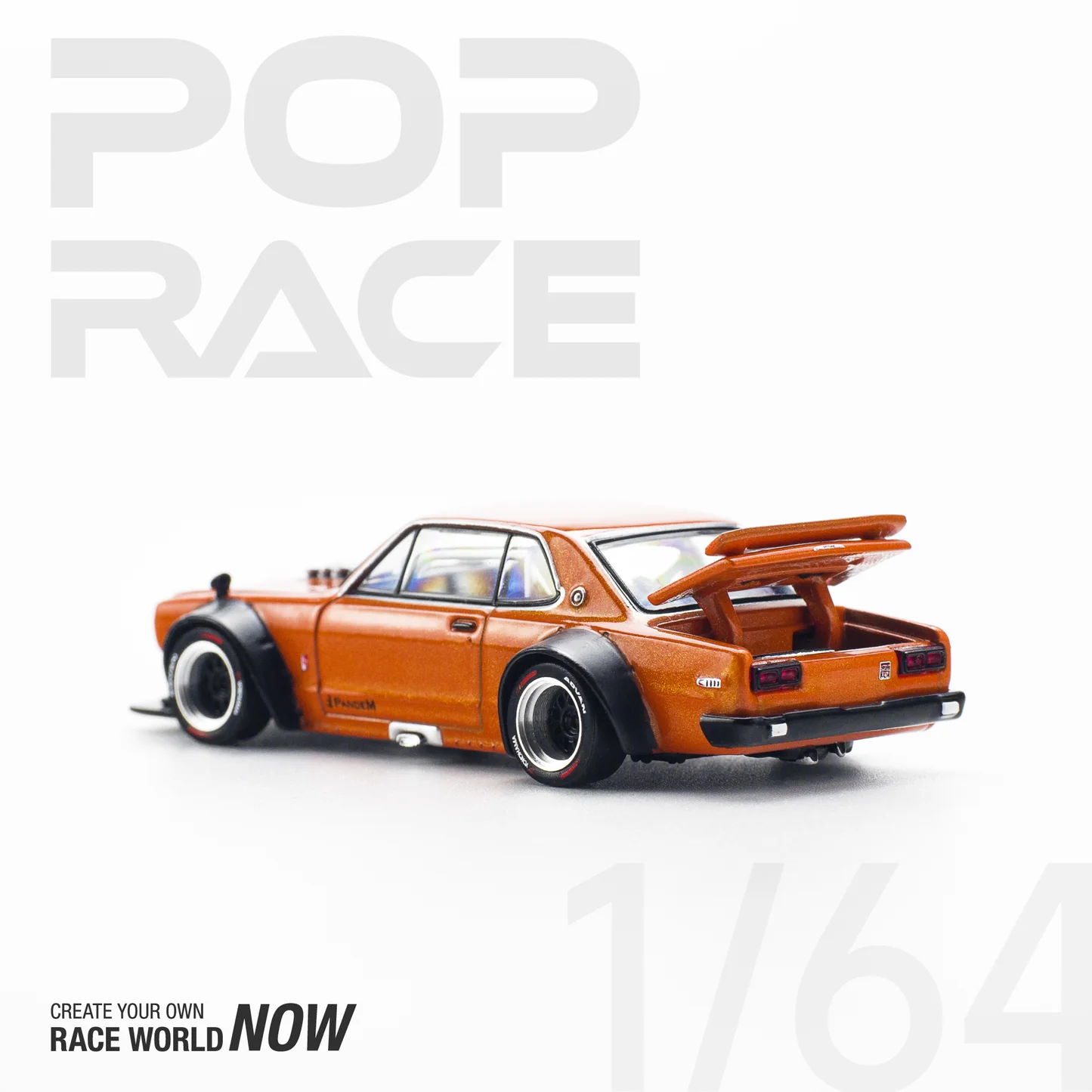 Pop Race PR64-32 Nissan Skyline GT-R V8 Drift (Hakosuka) Orange