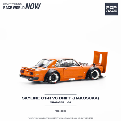 Pop Race PR64-32 Nissan Skyline GT-R V8 Drift (Hakosuka) Orange