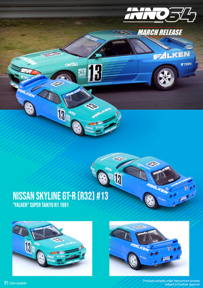Inno Models Inno64 Nissan Skyline GT-R (R32) #13 "Falken" Super Taikyu N1 1991