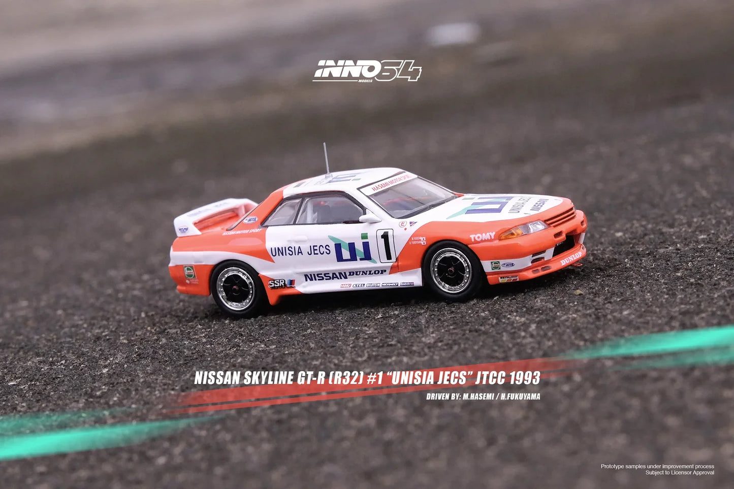 Inno Models Inno64 Nissan Skyline GT-R (R32) #1 "UNISIA JECS" JTC 1993 M. HASEMI / H. FUKUYAMA