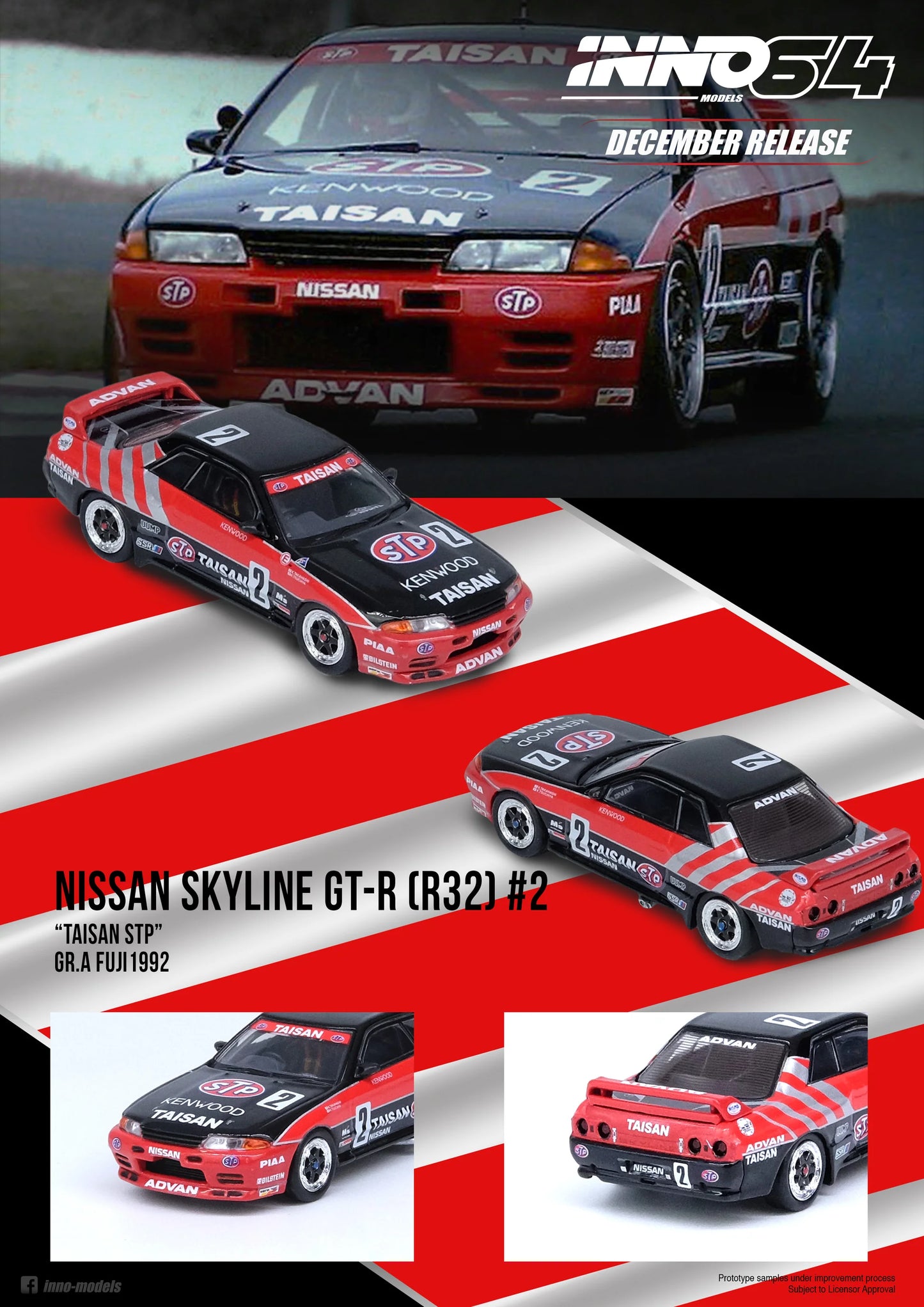 Inno Models Inno64 Nissan Skyline GT-R (R32) #2 "Team Taisan" JTCC 1992