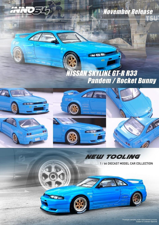 Inno Models Inno64 Nissan Skyline GT-R (R33) "Pandem/Rocket Bunny" Blue