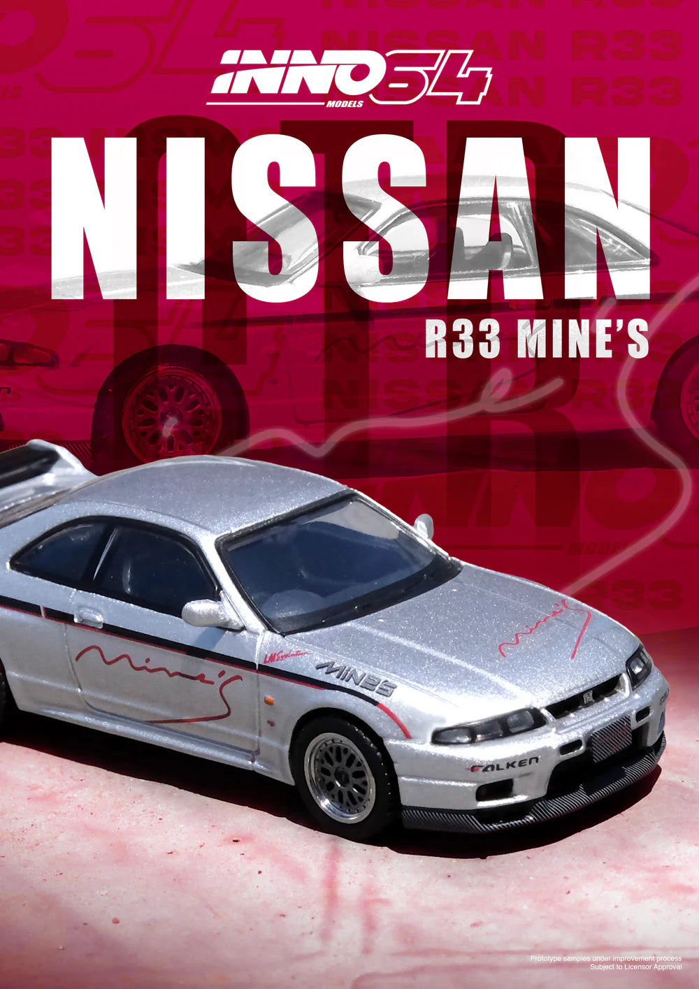 *Pre-Order* INNO Models INNO64 Nissan Skyline GT-R (R33) "TUNED BY MINE'S" - Silver