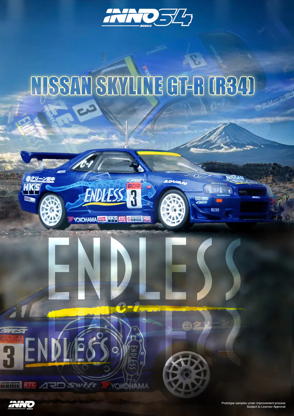 *Pre-Order* INNO Models INNO64 Nissan Skyline GT-R (R34) #3 "ENDLESS ADVAN" Super Taikyu Series 2002 Winner