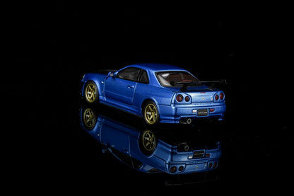 *Pre-Order* MotorHelix M63476 Nissan Skyline GT-R (R34) Customized - Bayside Blue w/ GT Aero Kit