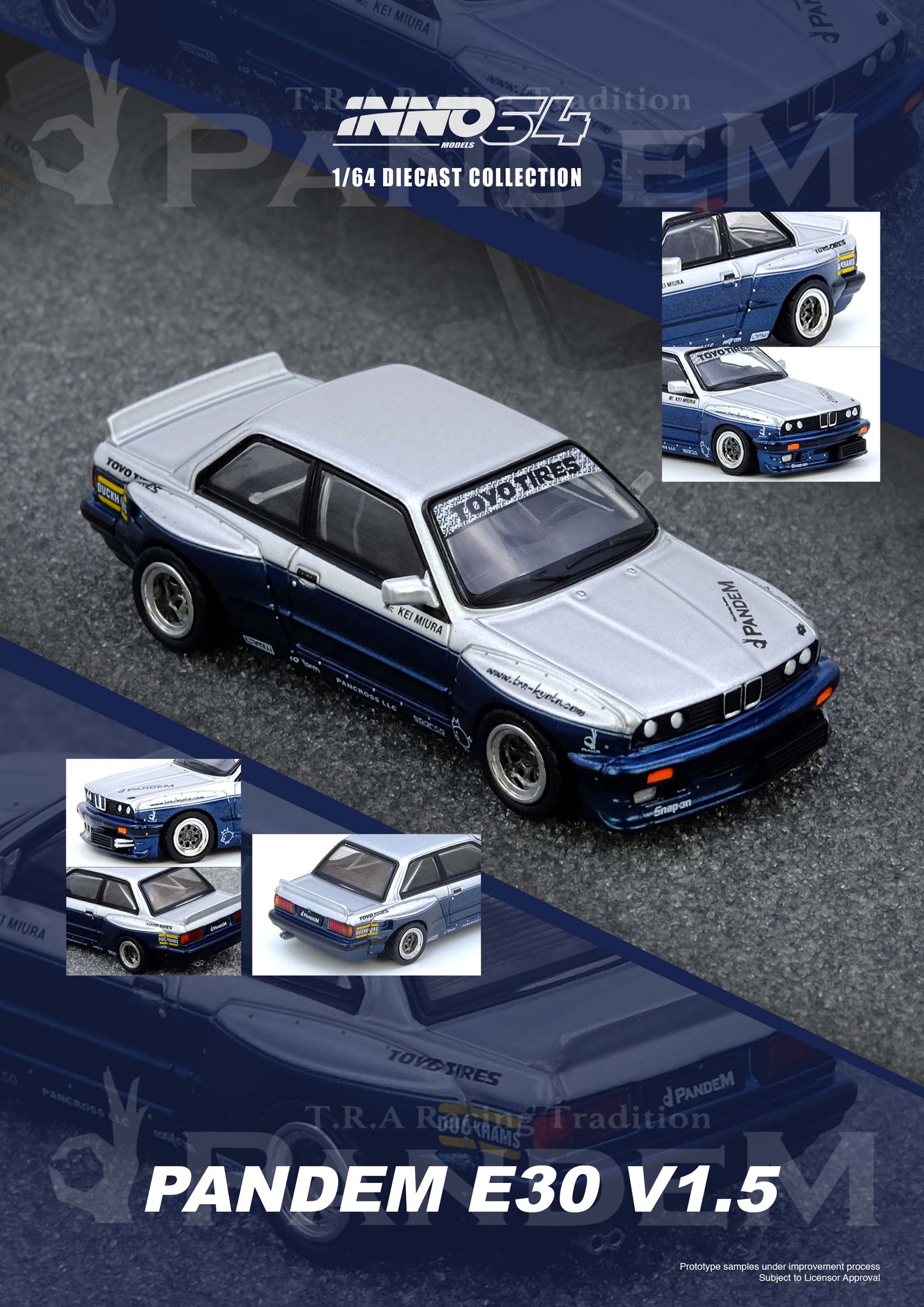 *Pre-Order* INNO Models INNO64 PANDEM E30 M3 Silver/Blue
