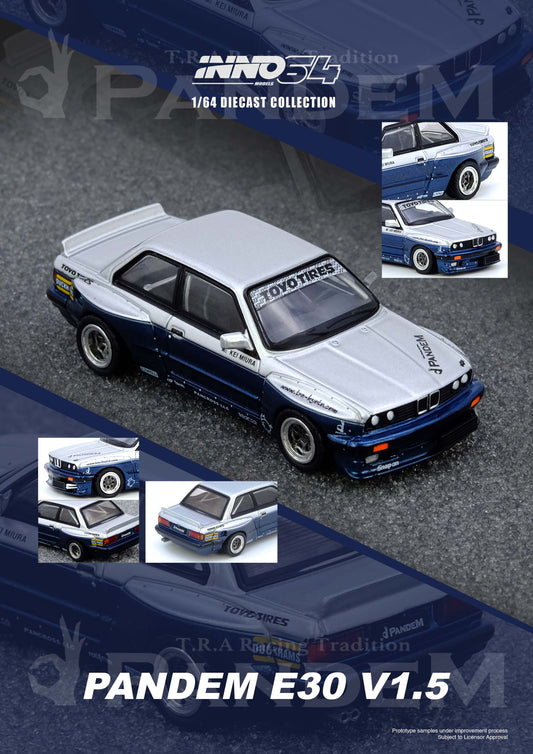 *Pre-Order* INNO Models INNO64 PANDEM E30 M3 Silver/Blue