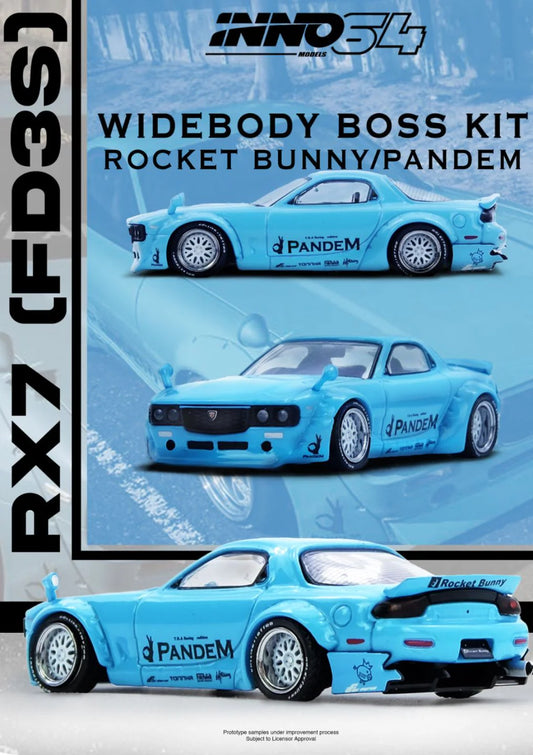*Pre-Order* INNO Models INNO64 PANDEM ROCKET BUNNY RX7 (FD3S) Tiffany Blue