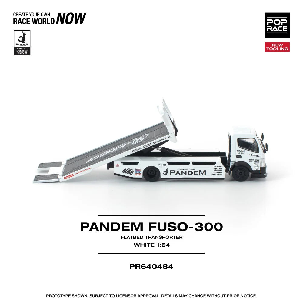 *Pre-Order* Pop Race Pandem FUSO 300 Flatbed Transporter White