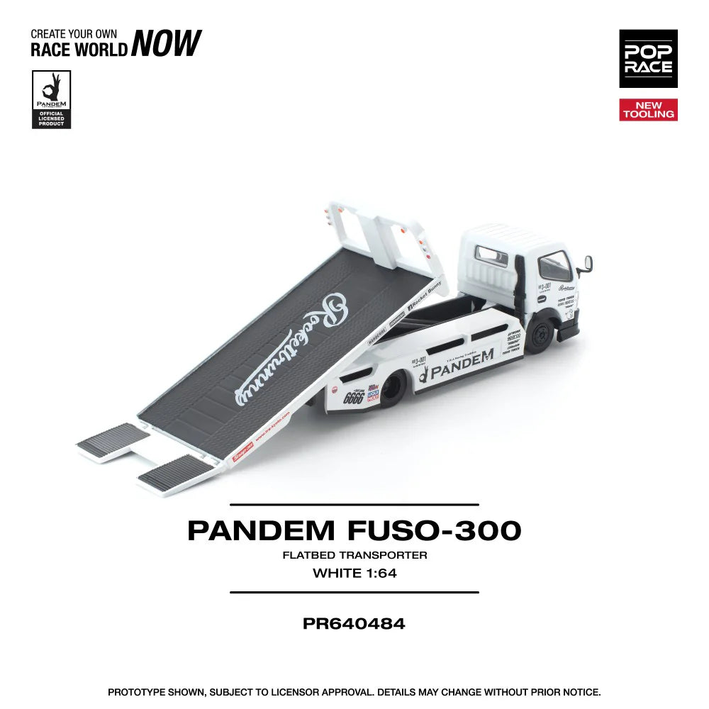 *Pre-Order* Pop Race Pandem FUSO 300 Flatbed Transporter White