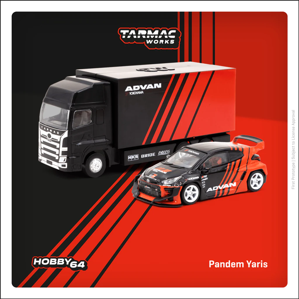 Tarmac Works Pandem Yaris ADVAN with Plastic Truck Packaging