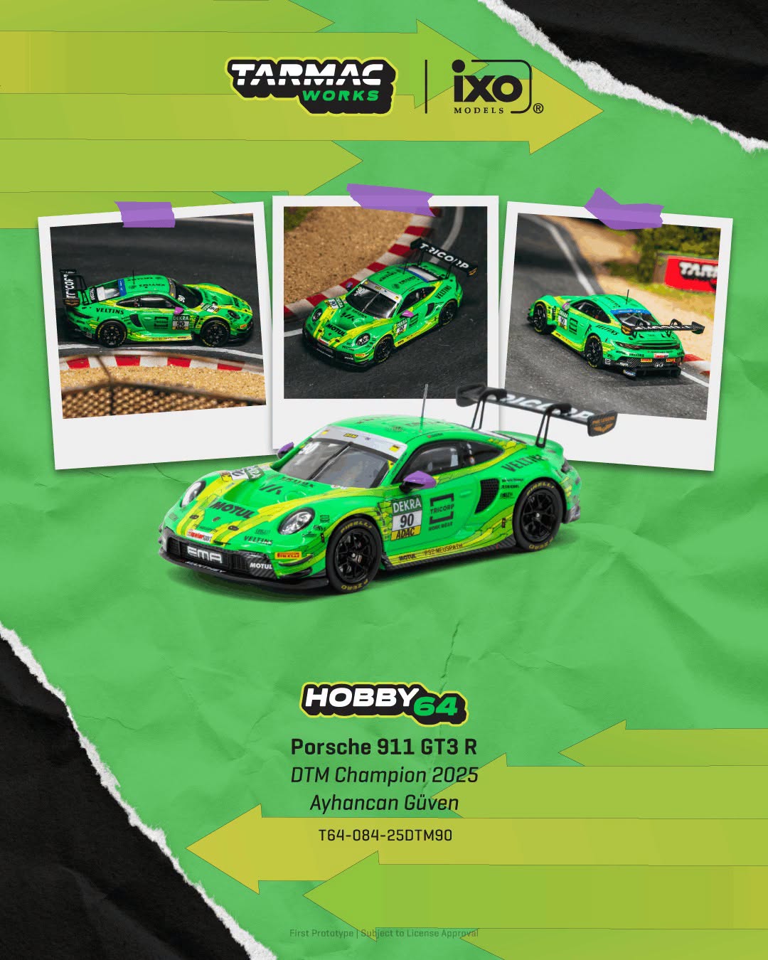 *Pre-Order* Tarmac Works - Porsche 911 GT3 R DTM Champion 2025 Ayhancan Güven