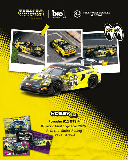 *Pre-Order* Tarmac Works Porsche 911 GT3 R GT World Challenge Asia 2025 Phantom Global Racing Sun Jingzu / Adderly Fong  - Model Car + Trading Cards Combo Set