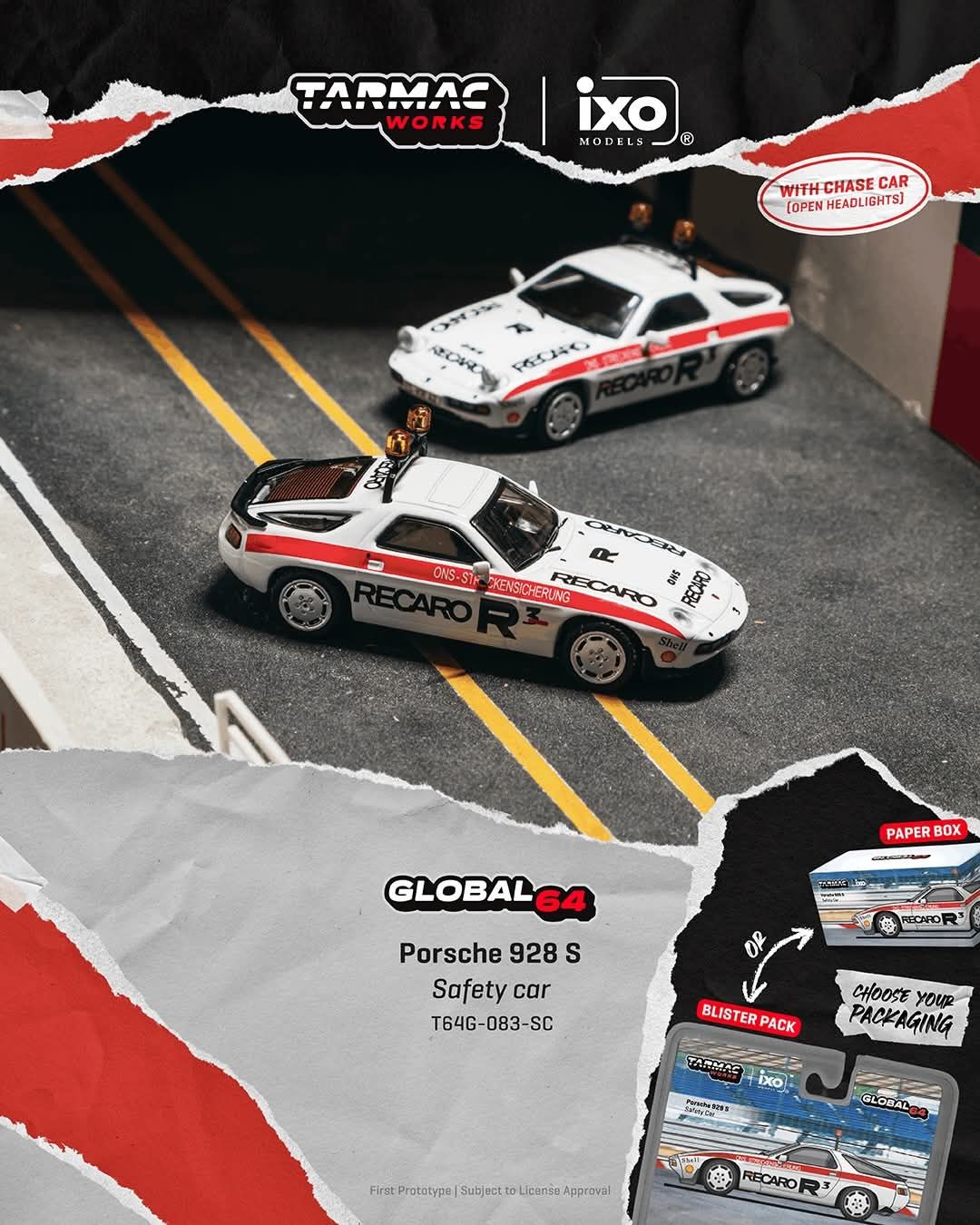 *Pre-Order* Tarmac Works Porsche 928 S Safety Car (Paper Box Packaging ...
