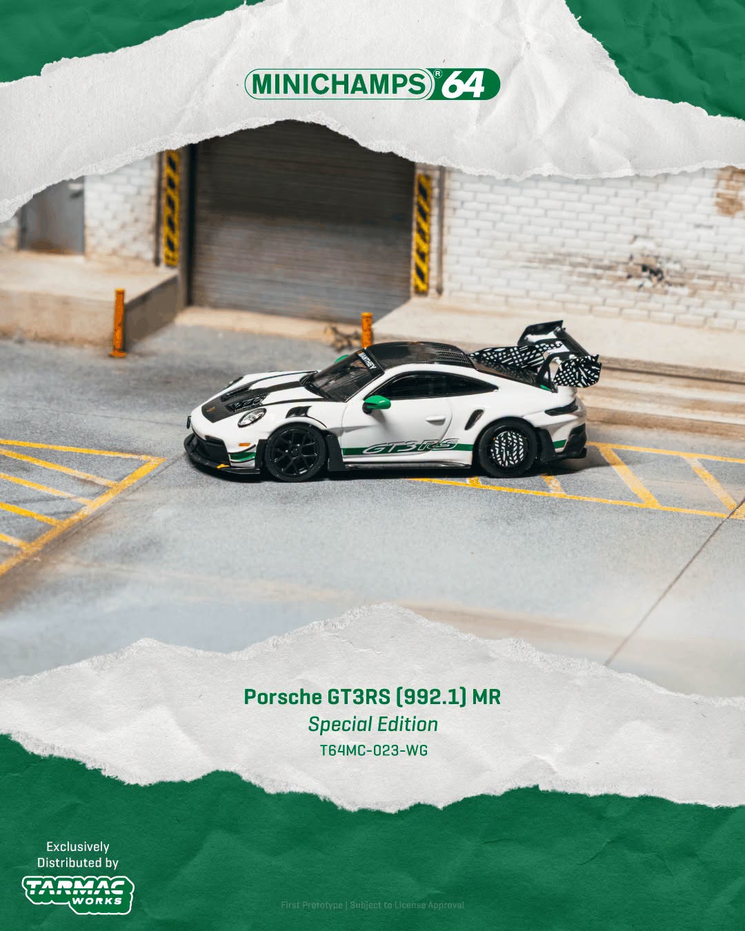 *Pre-Order* Tarmac Works - Porsche GT3RS (992.1) MR White Green