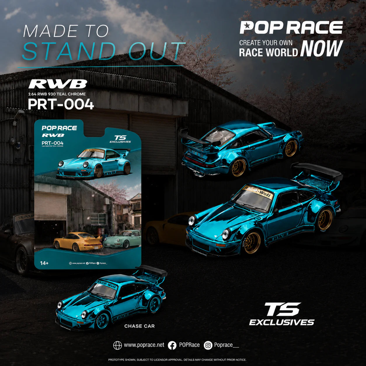 *Pre-Order* Pop Race PRT004 RWB 930 - Teal Chrome