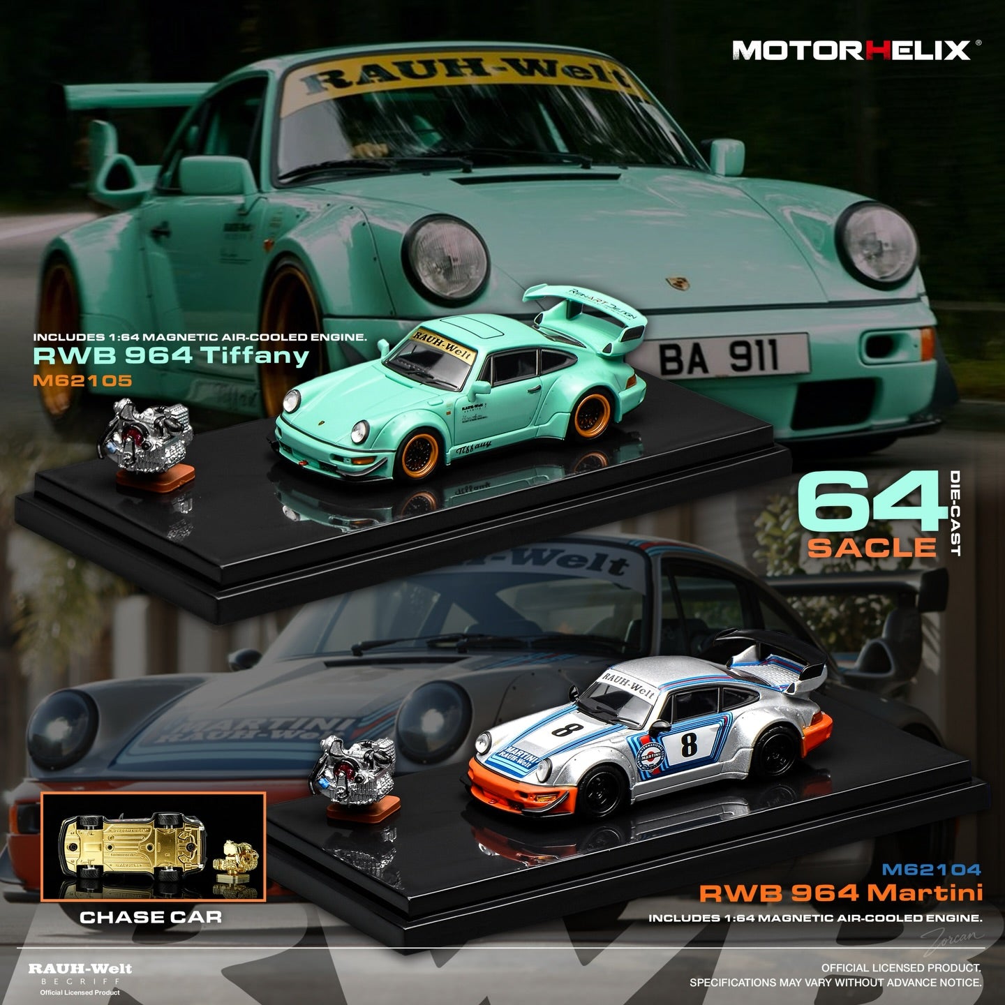 *Pre-Order* MotorHelix - M62104 RWB 964 Martini