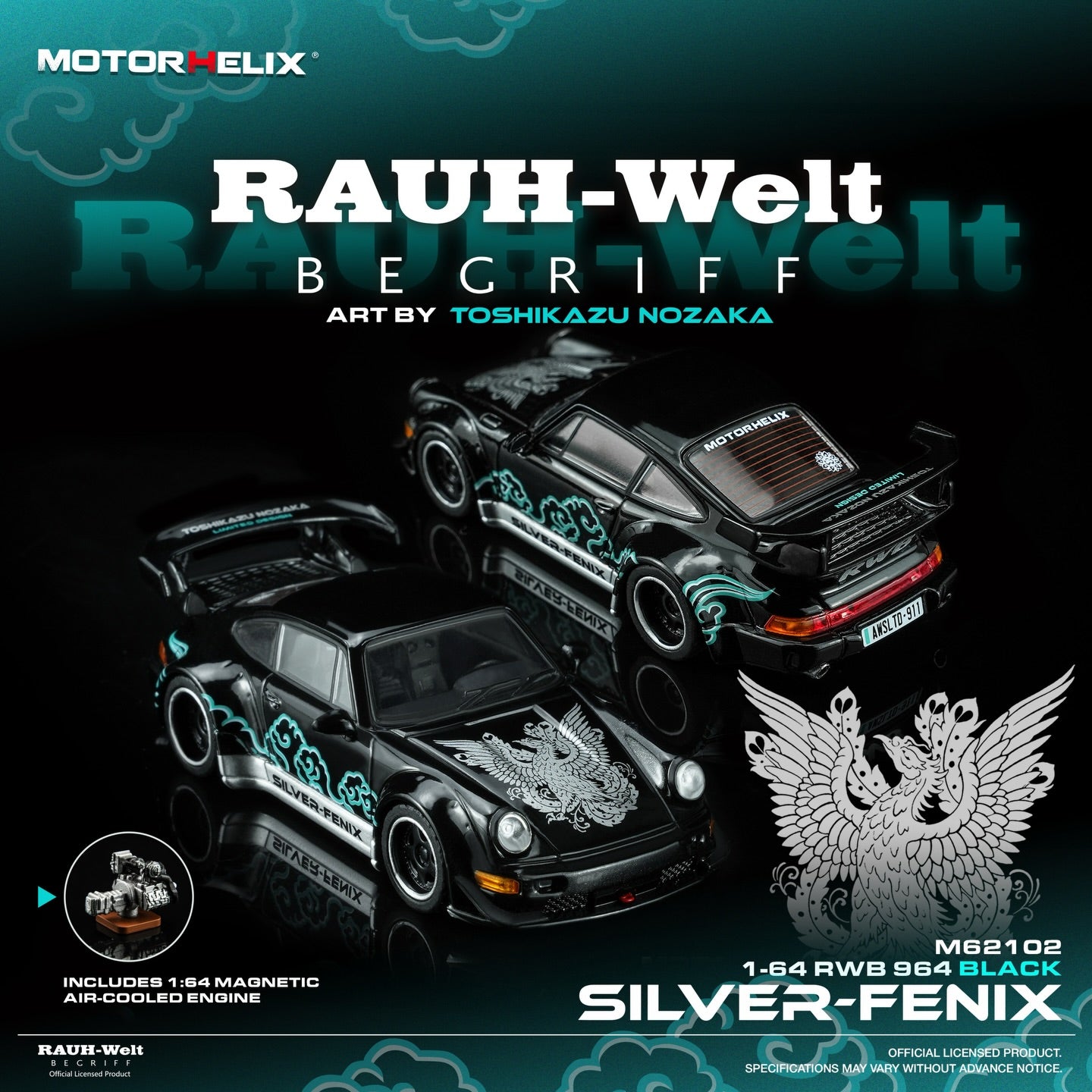*Pre-Order* MotorHelix M62102 RWB 964 Silver‑Fenix Black