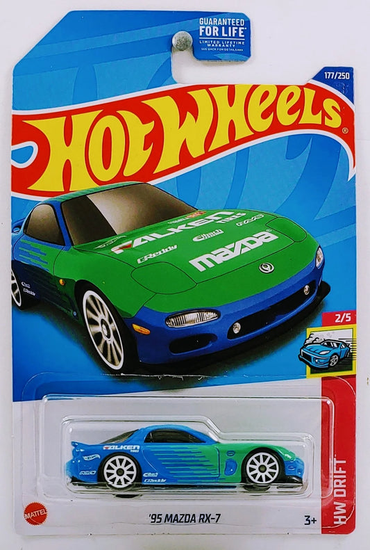 Hot Wheels HW Drift 2/5 '95 Mazda RX-7 (Blue & Green) - Japanese Card