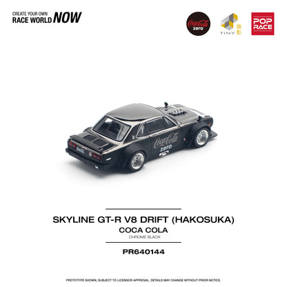 *Pre-Order* Pop Race Skyline GT-R V8 Drift (HAKOSUKA) Coca Cola - Chrome Black