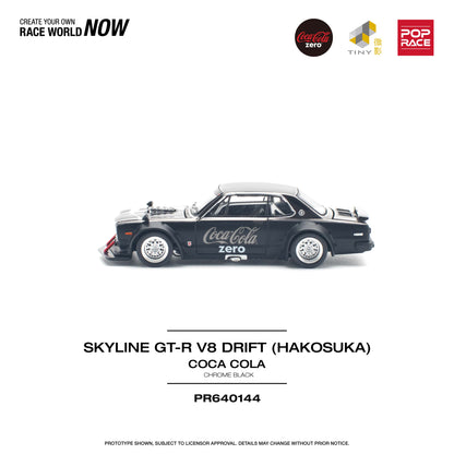 *Pre-Order* Pop Race Skyline GT-R V8 Drift (HAKOSUKA) Coca Cola - Chrome Black